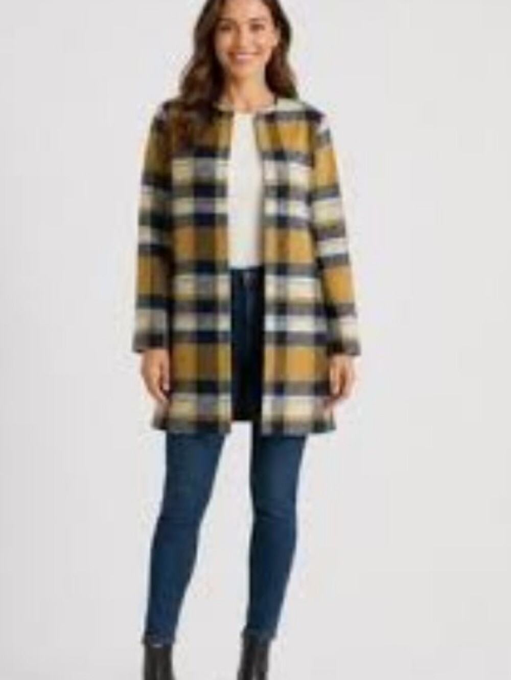 Cynthia Rowley Checker Plaid Open Shacket Size L